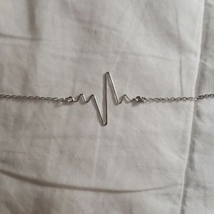 Silver medical heartbeat bracelet